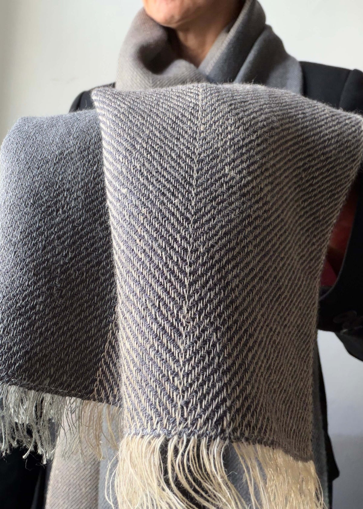 Reversible linen & merino scarf EARTH