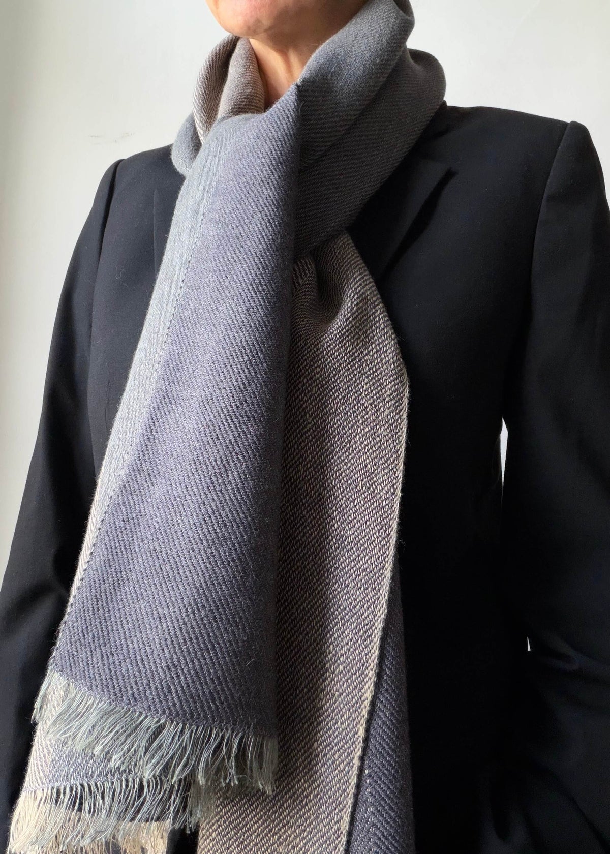 Reversible linen & merino scarf EARTH