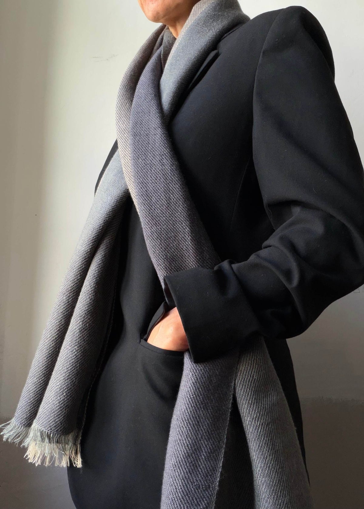 Reversible linen & merino scarf EARTH