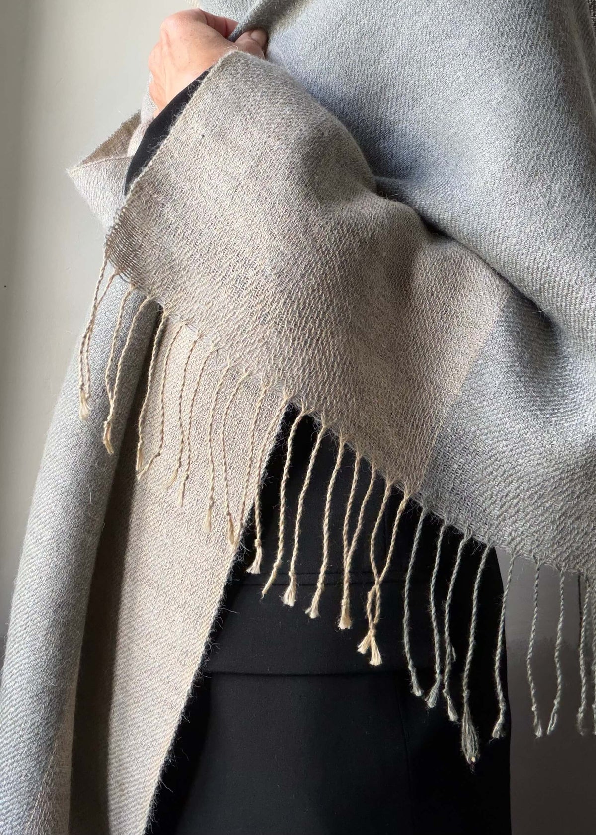 Reversible linen & alpaca scarf EARTH