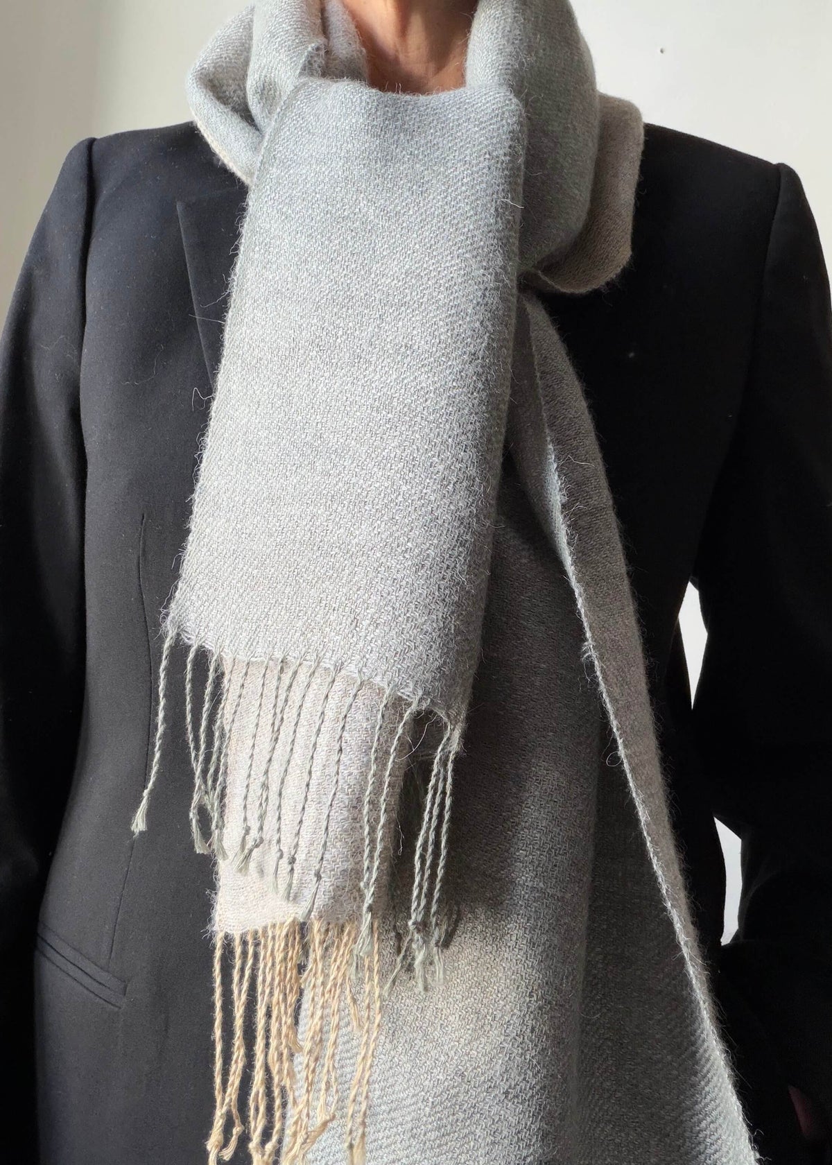 Reversible linen & alpaca scarf EARTH