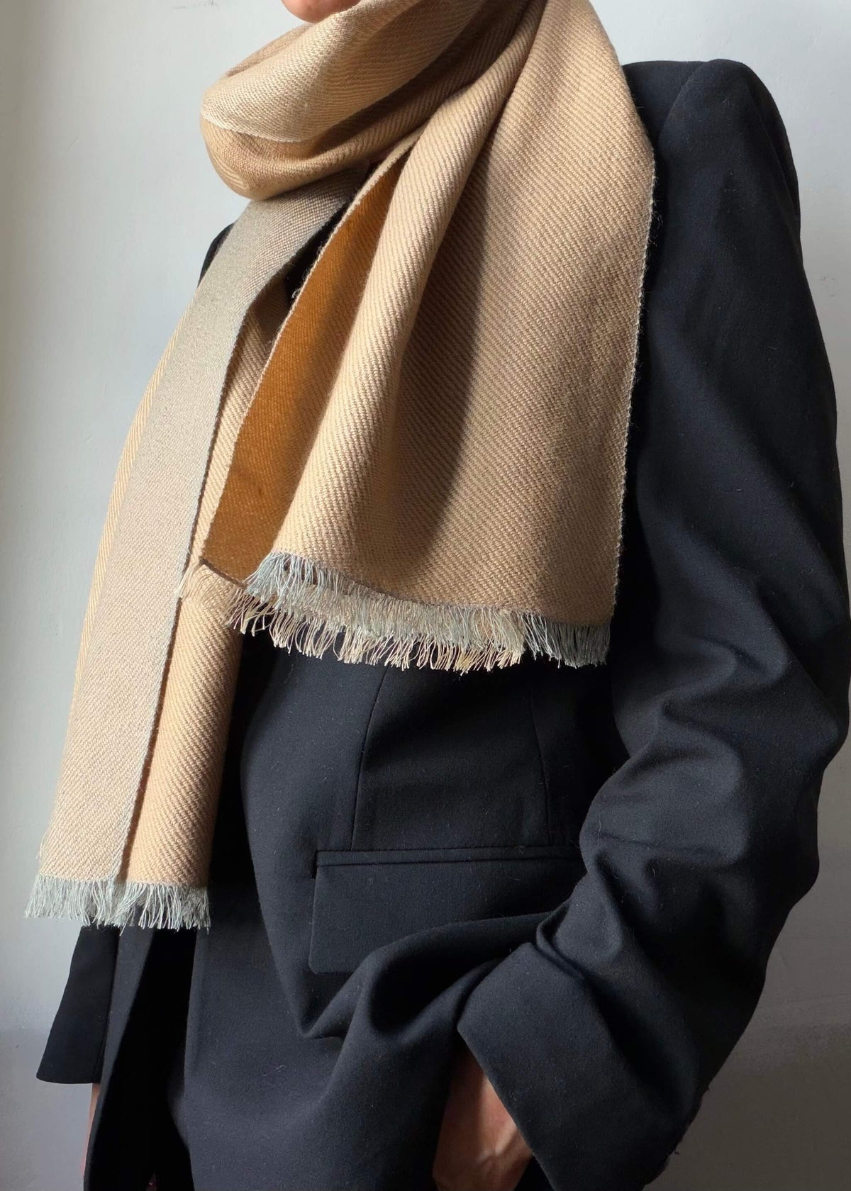 Reversible linen & merino scarf EARTH