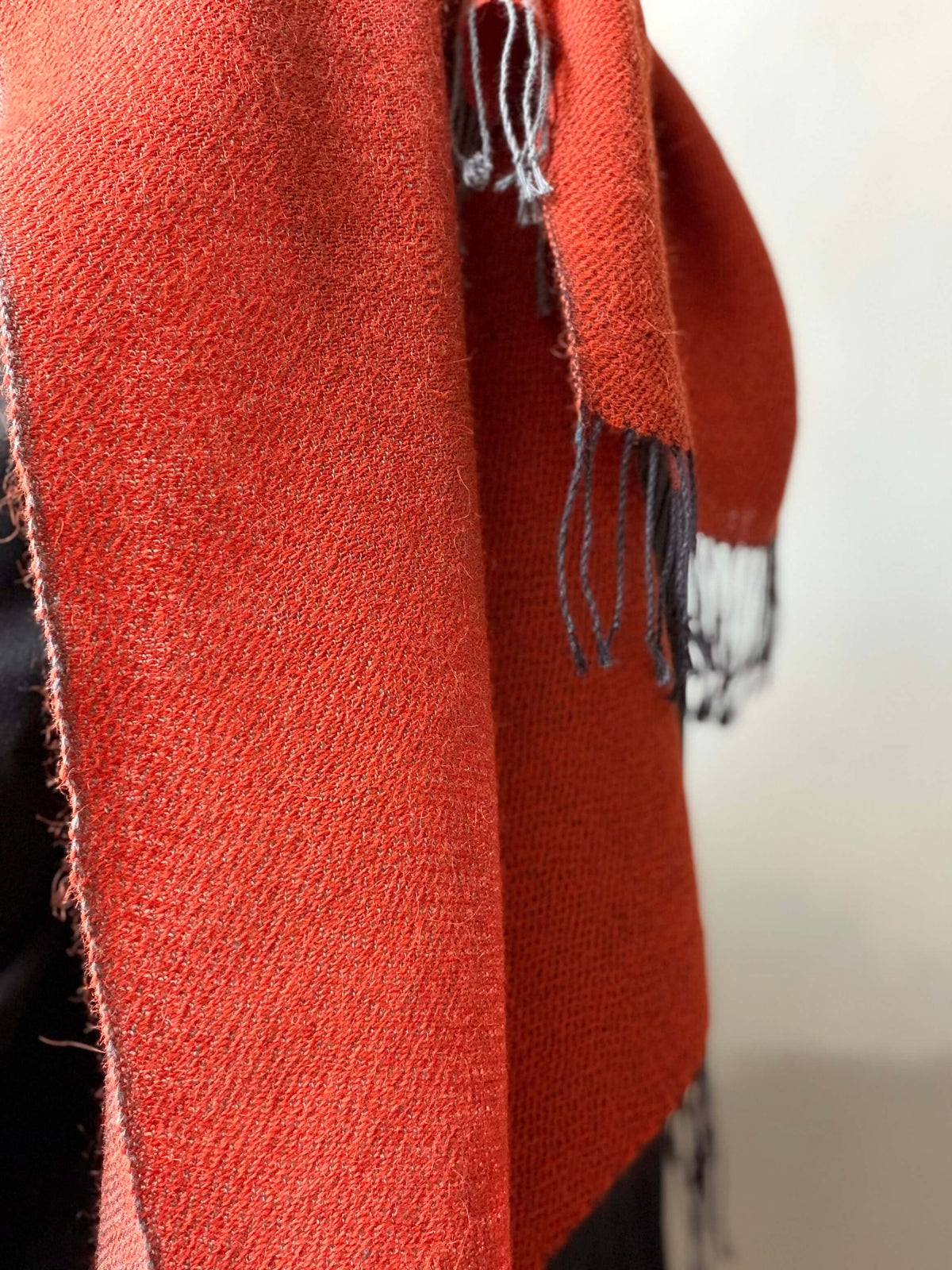 Reversible linen & alpaca scarf EARTH