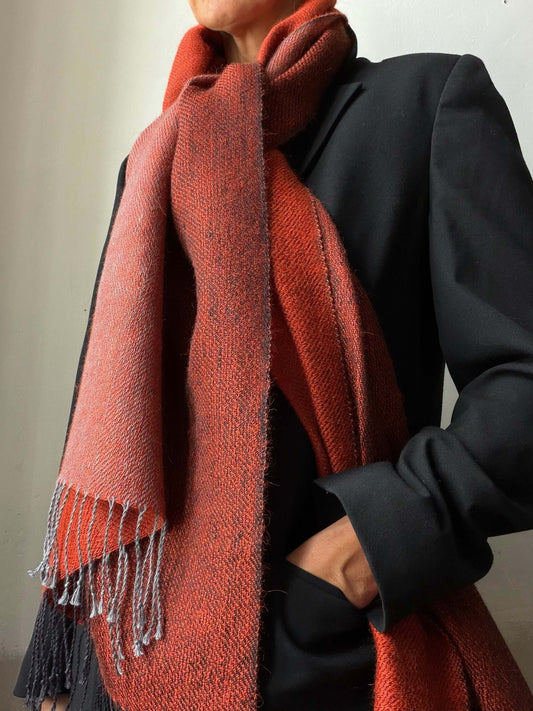 Reversible linen & alpaca scarf EARTH