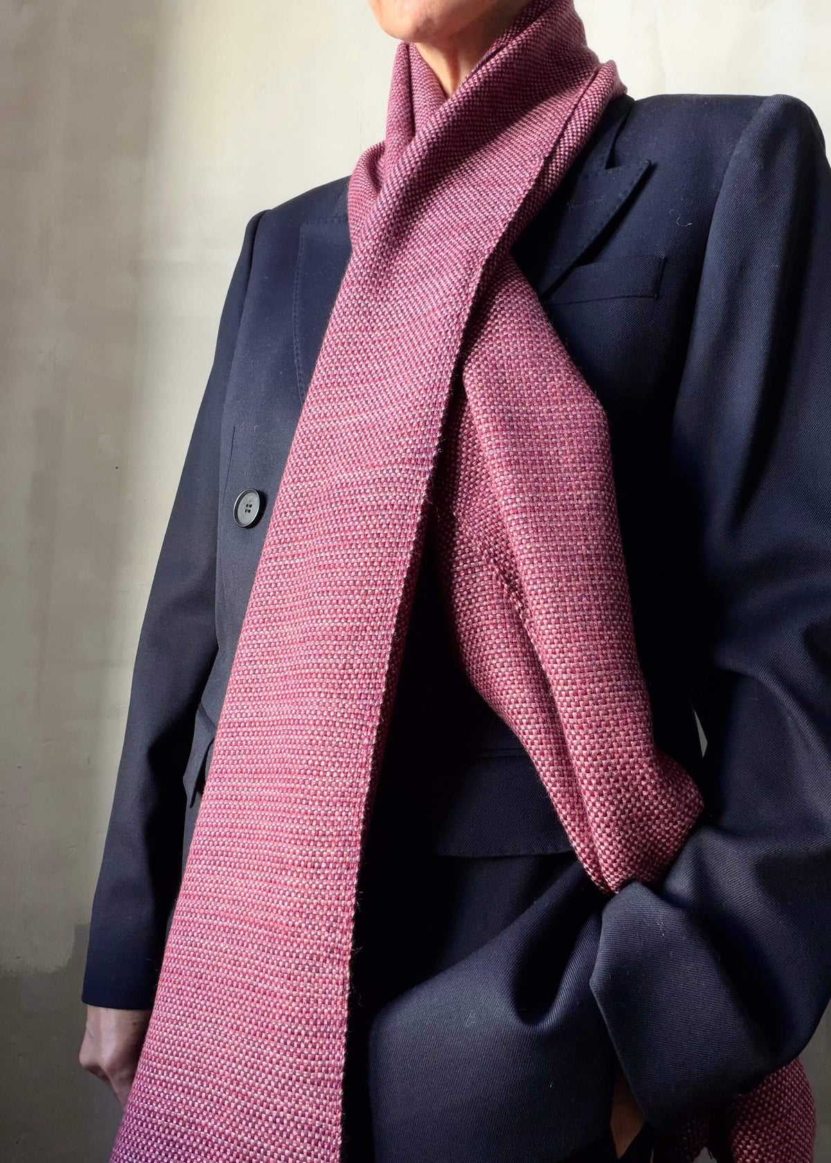 Pure merino scarf MATRIX - burgungy & white