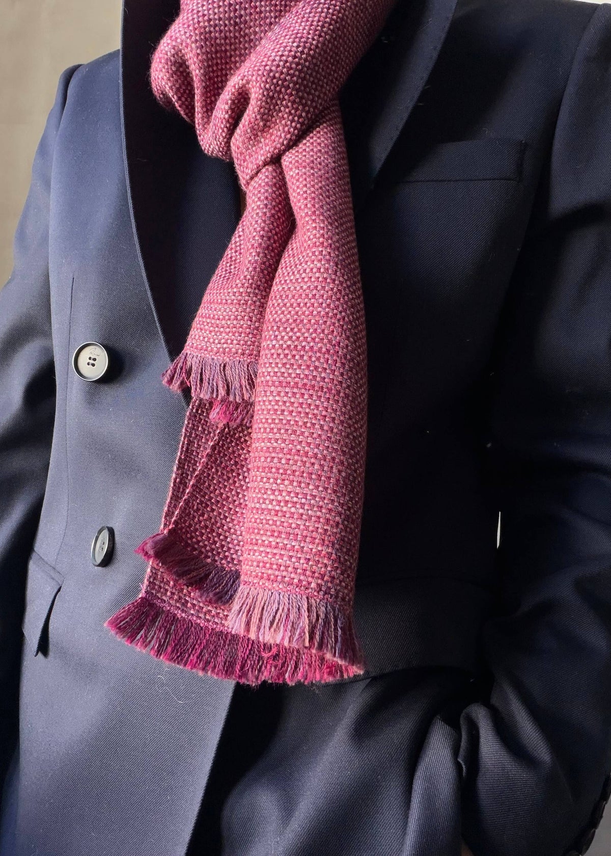 Pure merino scarf MATRIX - burgungy & white