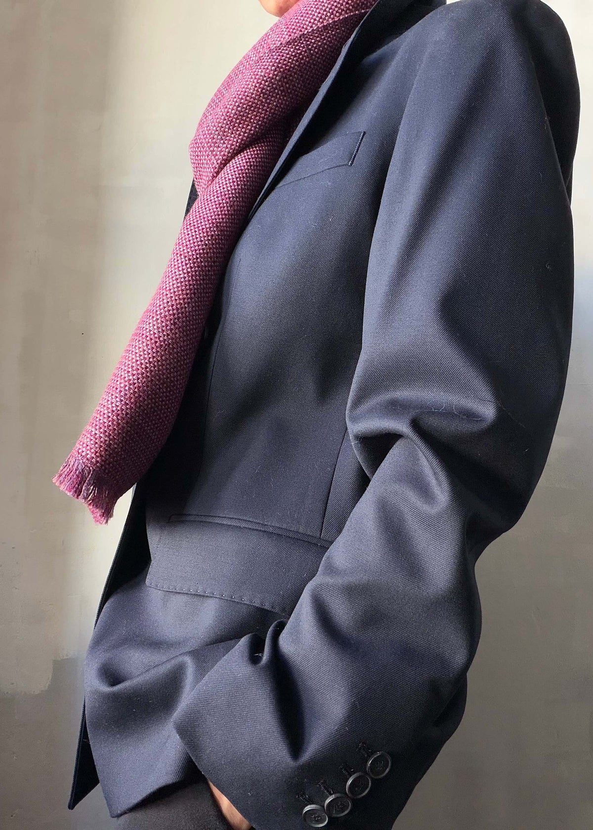 Pure merino scarf MATRIX - burgungy & white