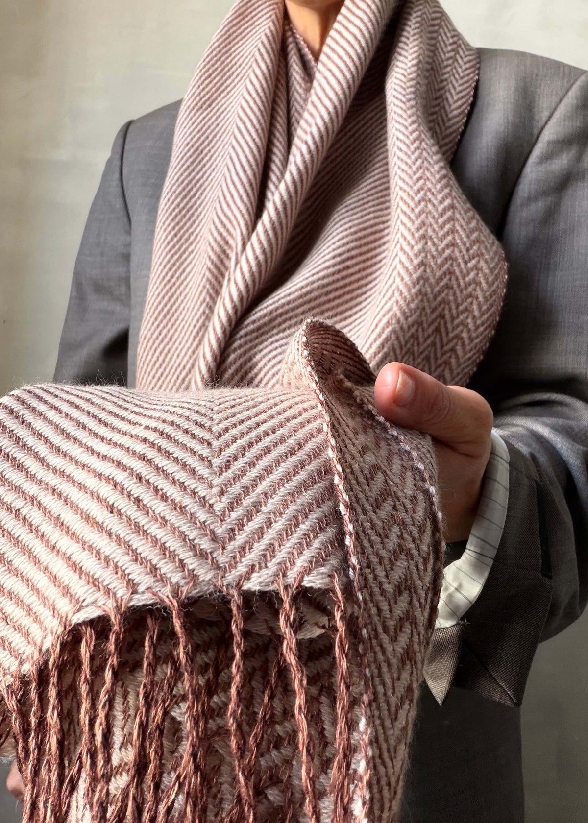 Herringbone linen & merino scarf BRUSSELS