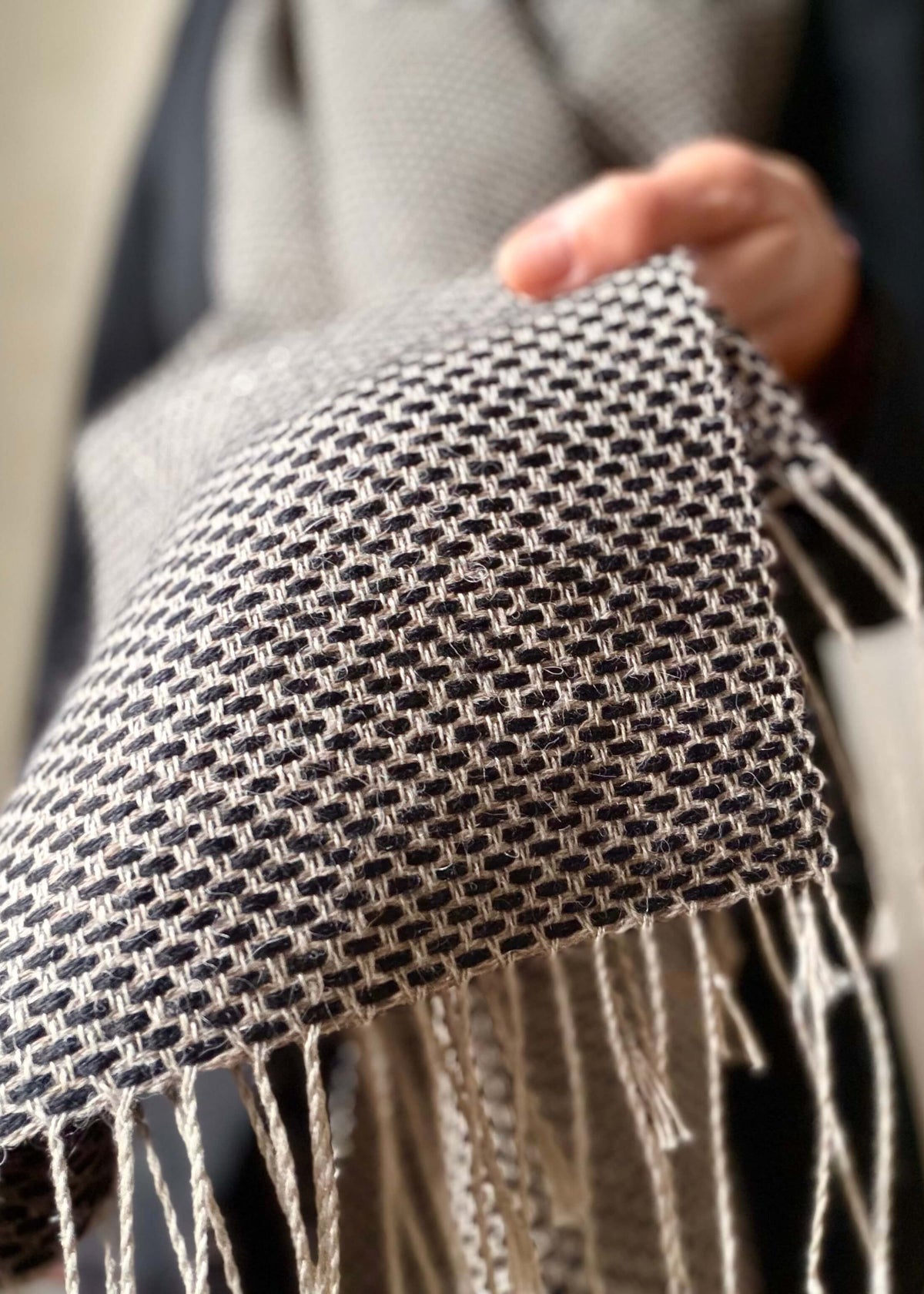 Linen & alpaca scarf RAXTI - black