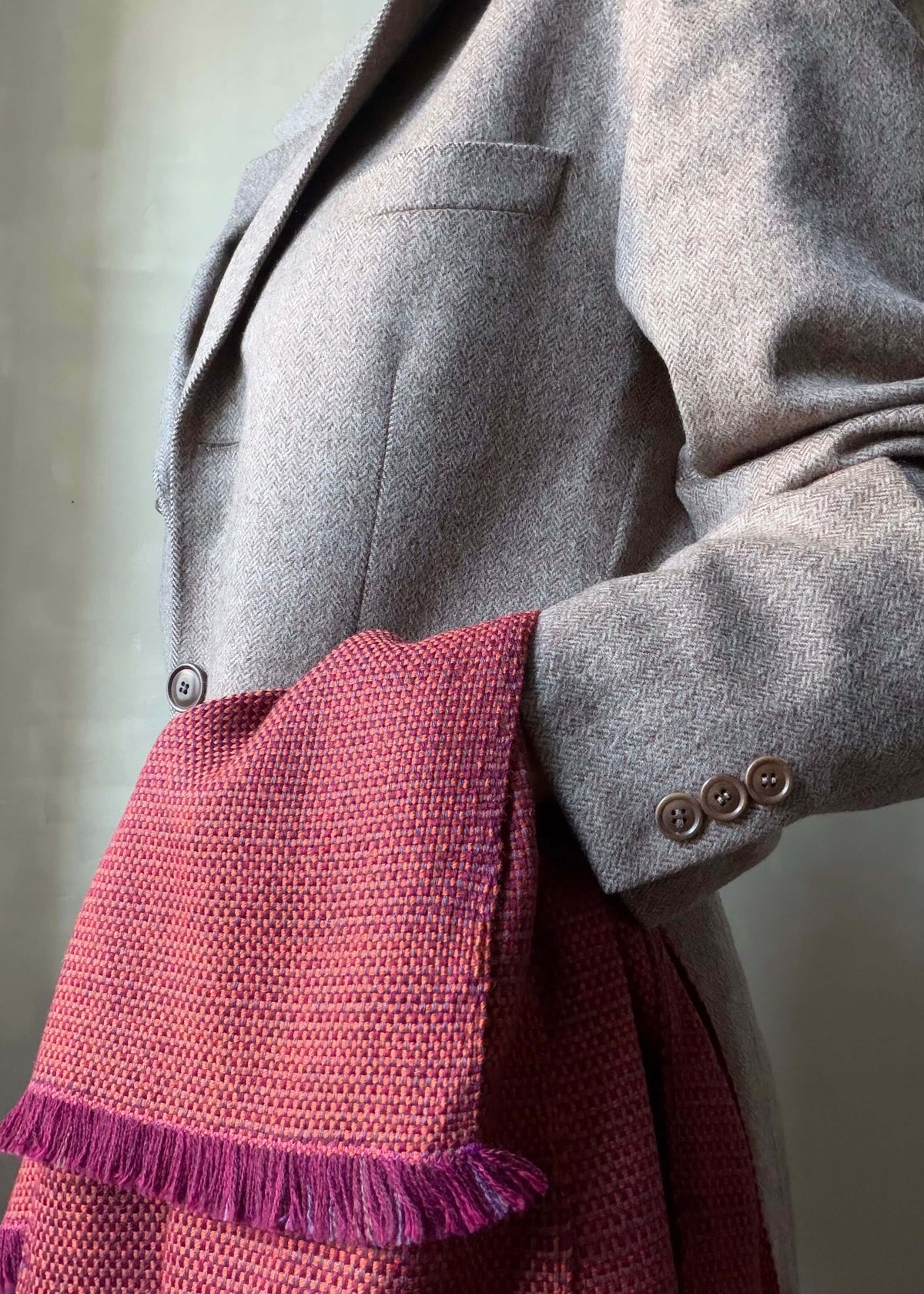 Pure merino scarf MATRIX - burgundy & orange