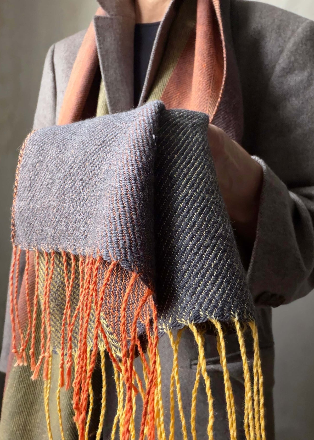 Reversible linen & merino scarf SUN - grey