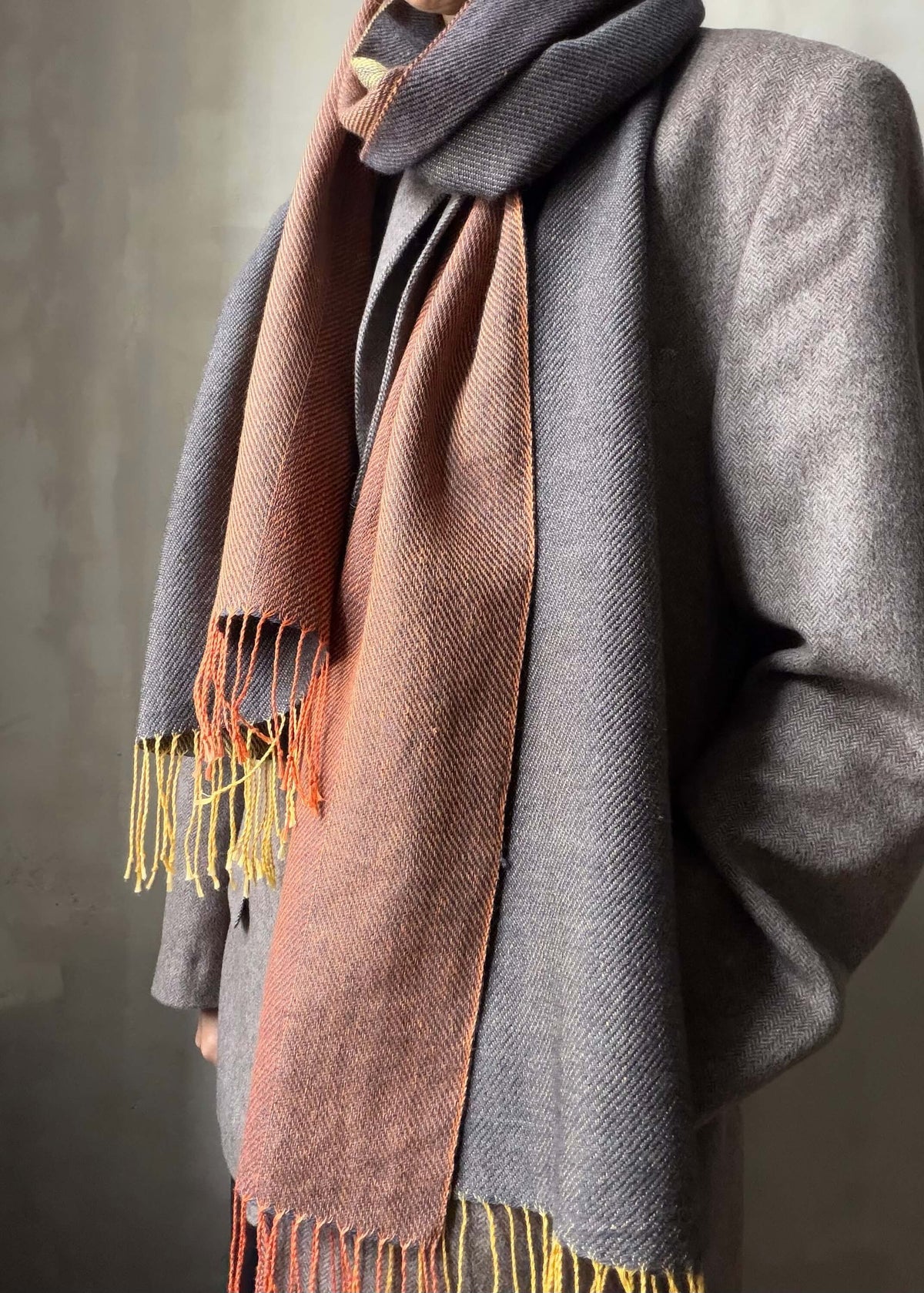Reversible linen & merino scarf SUN - grey