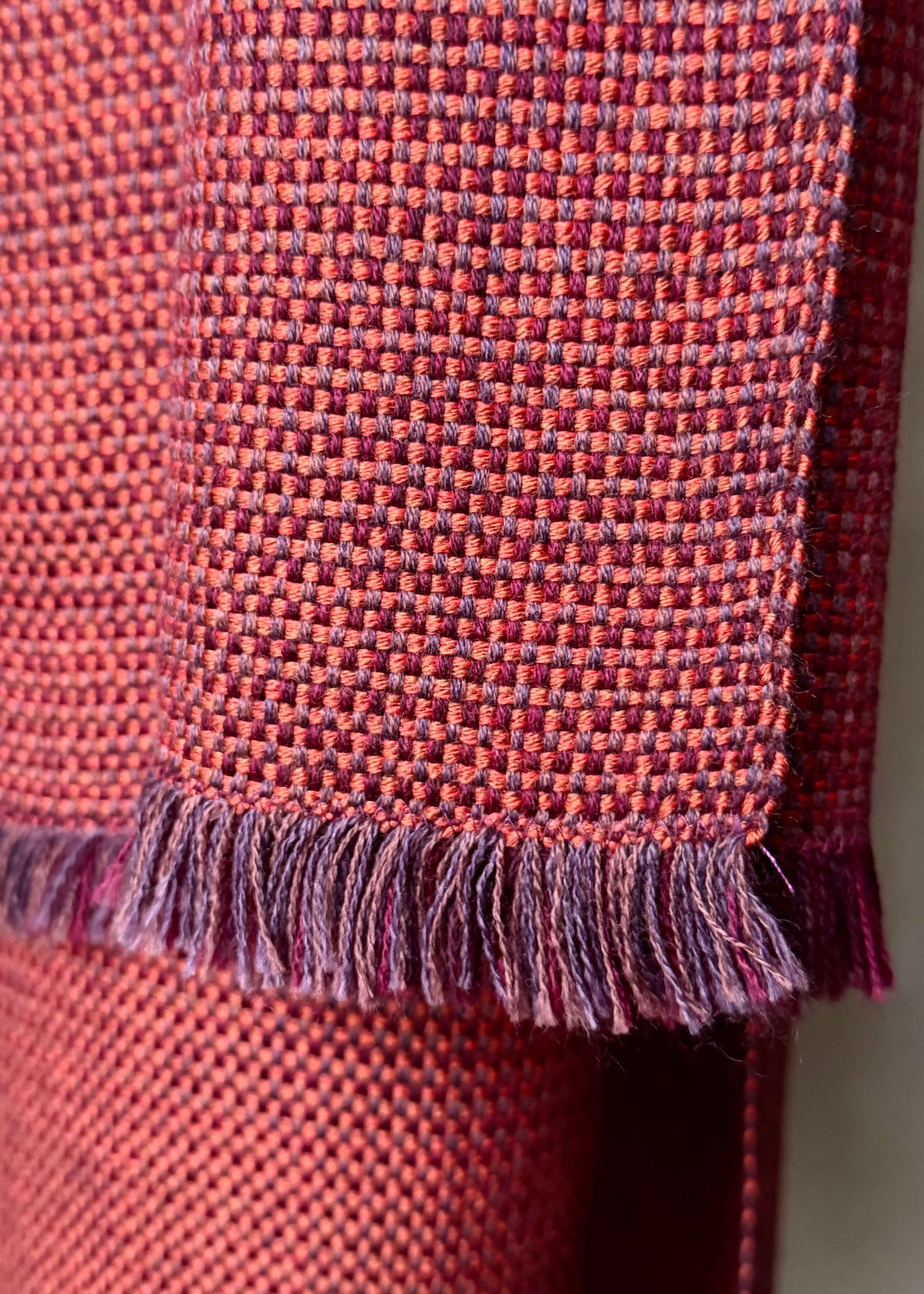 Pure merino scarf MATRIX - burgundy & orange