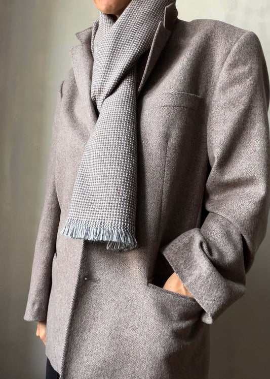 Pure merino scarf MATRIX - grey & beige