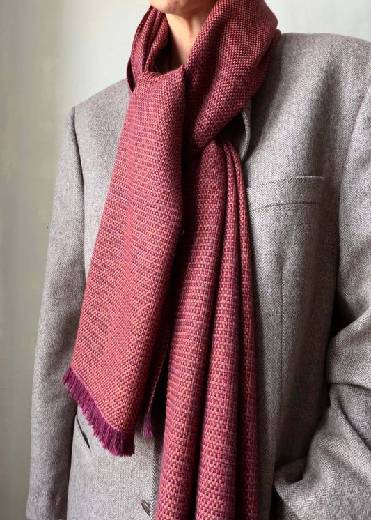 Pure merino scarf MATRIX - burgundy & orange