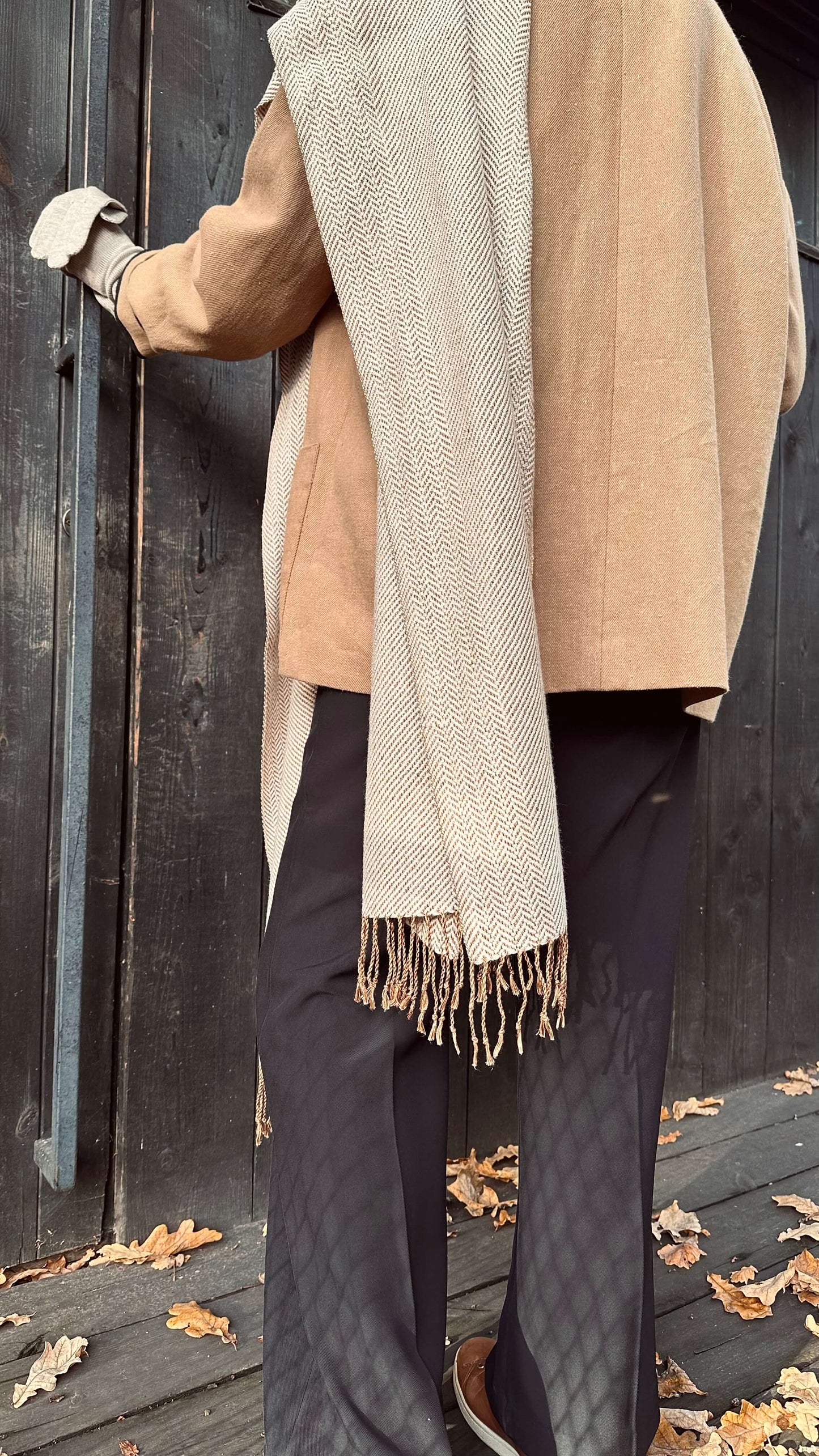 Herringbone linen & merino scarf BRUSSELS