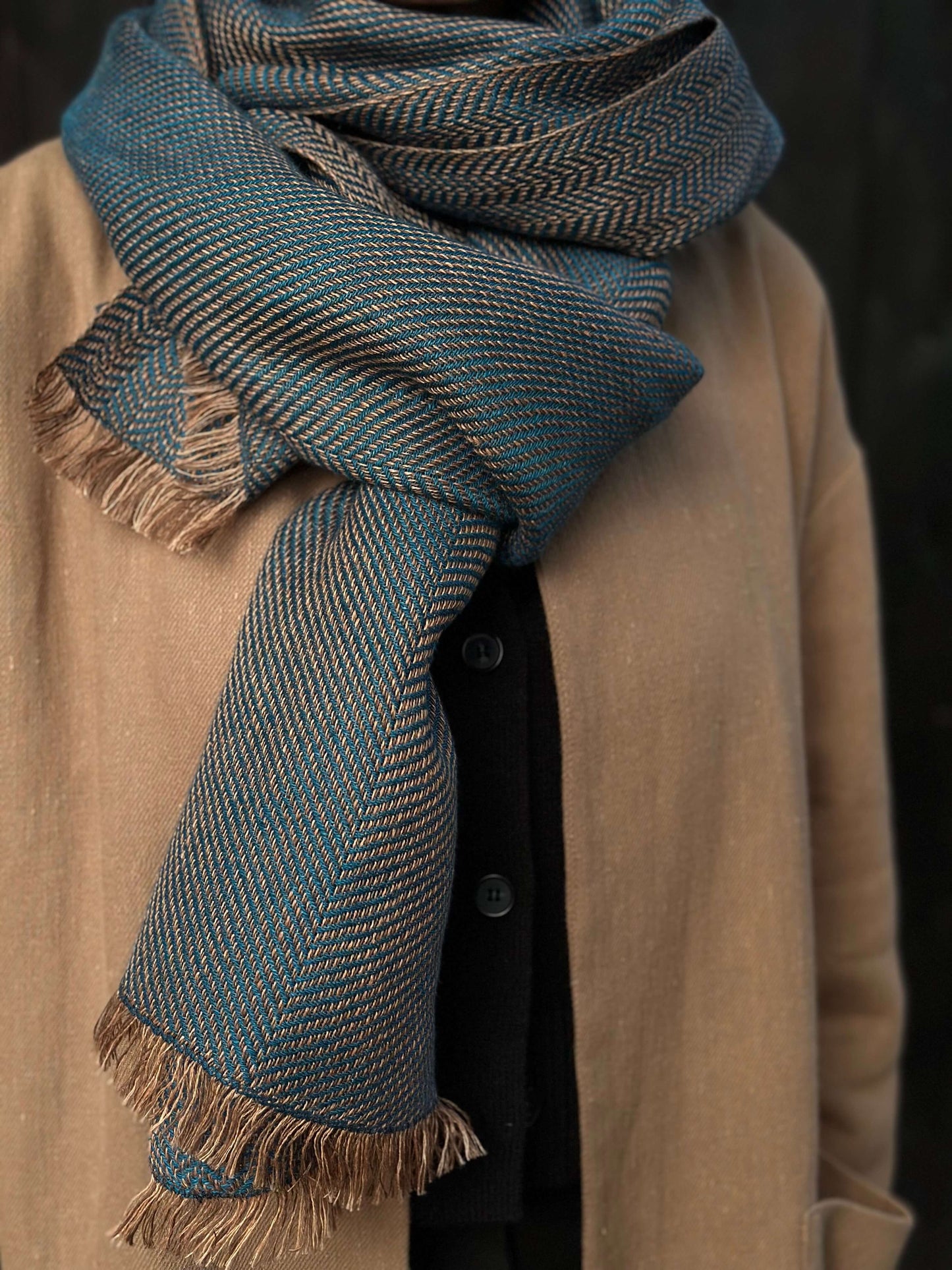 Herringbone pure linen scarf BRUSSELS