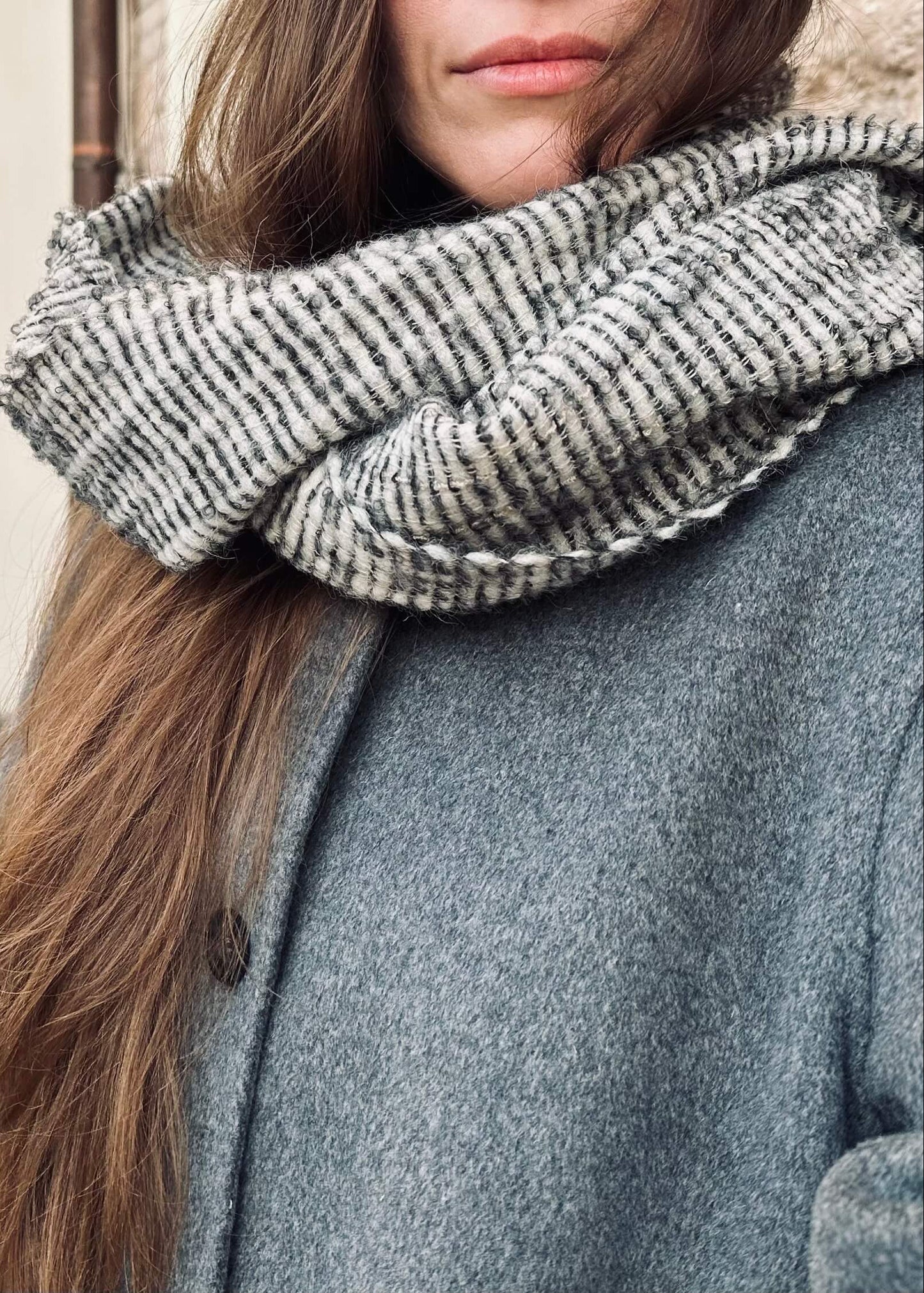 Alpaca & linen mix scarf - striped