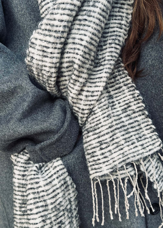 Alpaca & linen mix scarf - striped