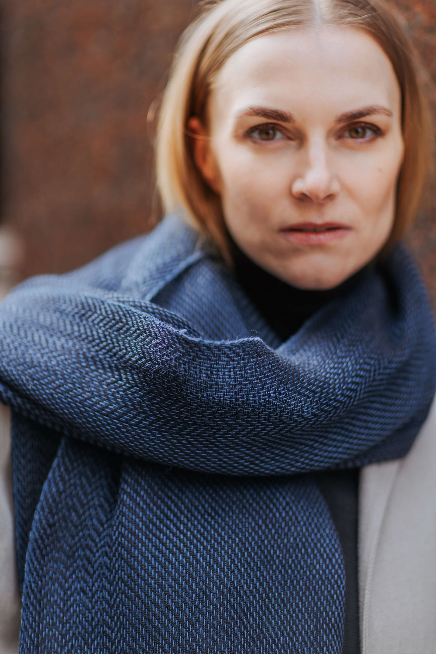 Herringbone pure linen scarf BRUSSELS