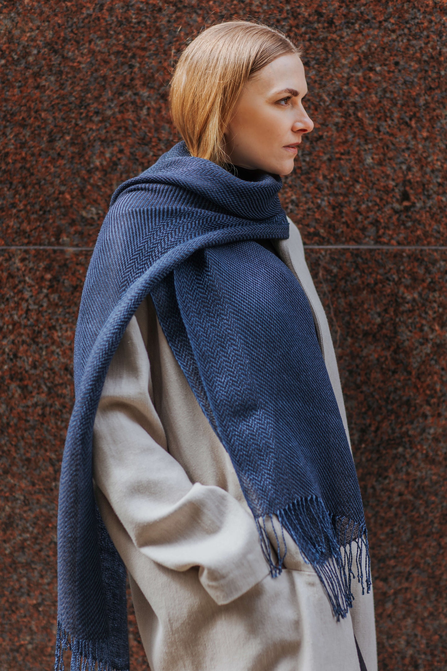 Herringbone pure linen scarf BRUSSELS