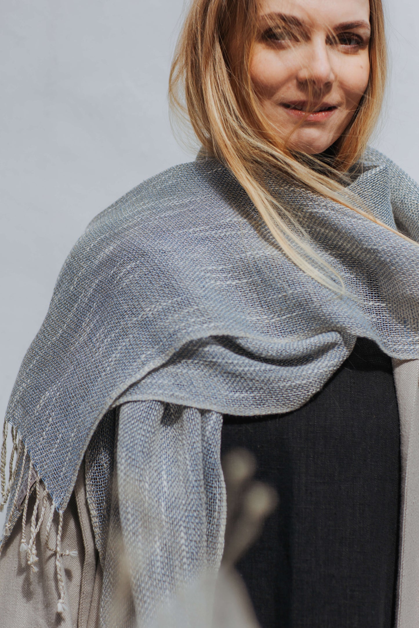 Linen & silk scarf WAVE