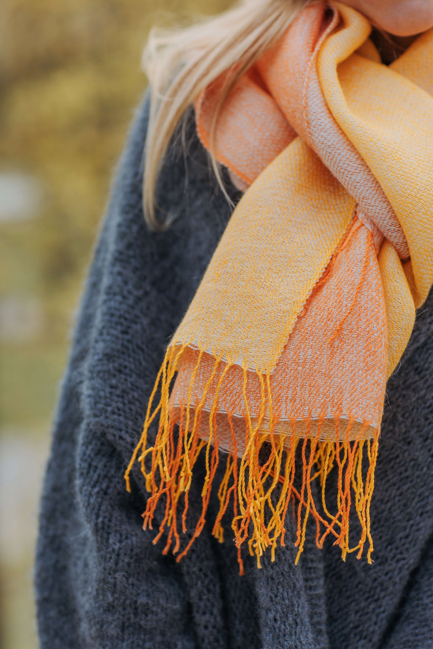 Double-sided linen & alpaca scarf SUN