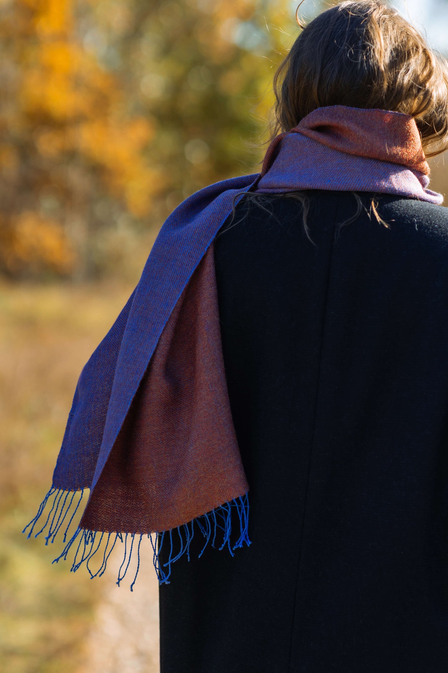 Double-sided linen & alpaca scarf EARTH